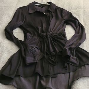 Silky high low shirt dress